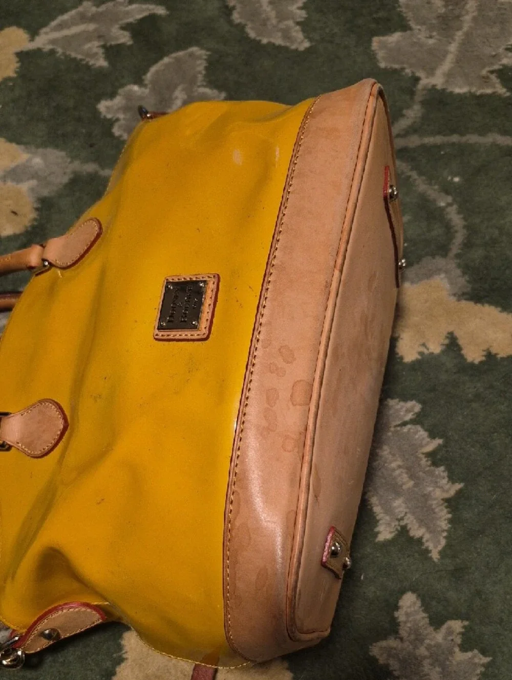 Dooney & Bourke Yellow Leather-Trim Satchel with Tan Handles - Picture 6 of 12